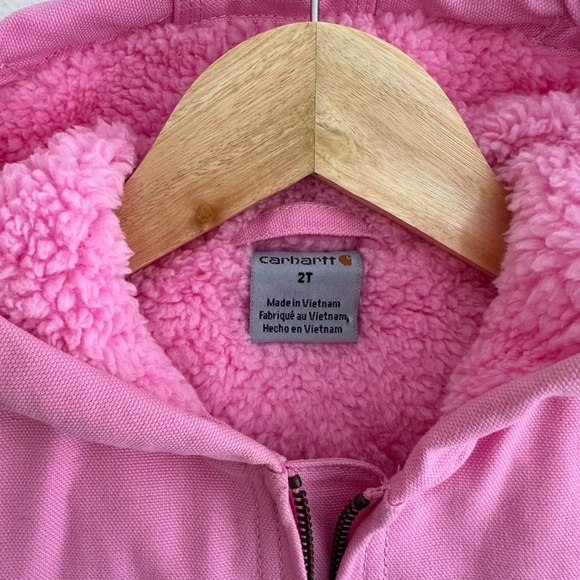 2T Pink Sherpa Lined Carhartt Jacket - Picture 3 of 5